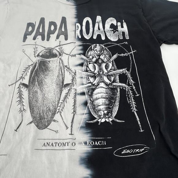Papa Roach T-Shirt Anatomy Of A Roach Tee Split Dye Black White Medium Large Men - Picture 2 of 6